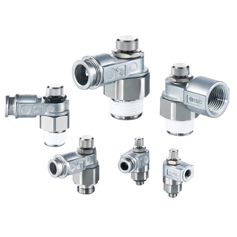 ASB□201-□ ワンタッチ管継手付金属スピードコントローラ エルボタイプ メータアウト