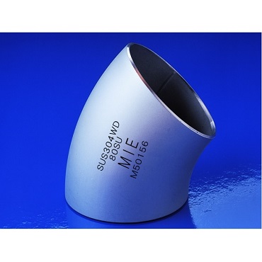 45E(L) 45°�����O�G���{ SUS304WD ��ʔz�Ǘp�X�e�����X�|���ˍ��킹�n�ڎ��ǌp��